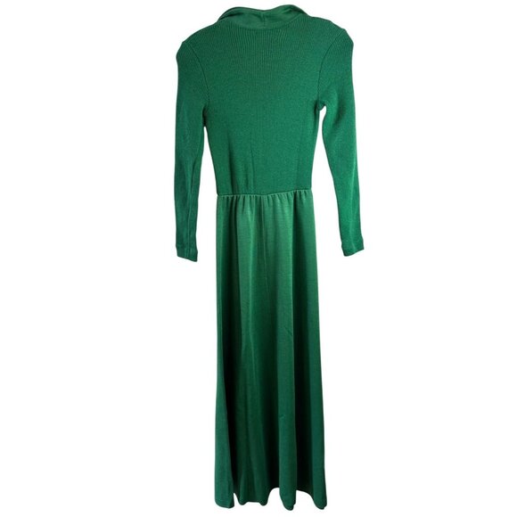 Vintage 70's Hubba Hubba Emerald Green Knit Maxi Sweater Dress Size 5/6 - Picture 6 of 8